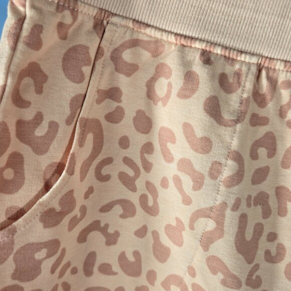 NWOT Denim and Company Beige and Pink Leopard Print Jogger Pants Size L (Q-3) - Picture 2 of 5
